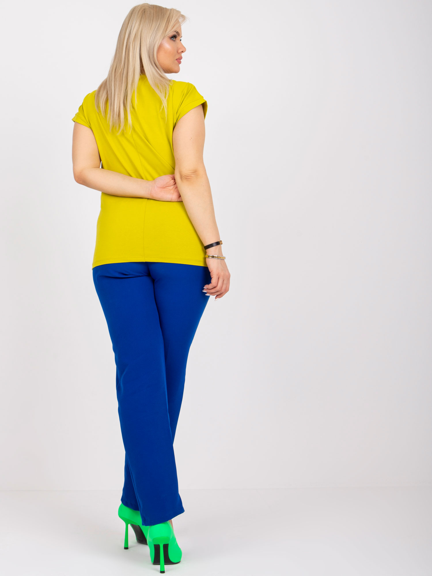 Tricou verde deschis plus dimensiune din bumbac