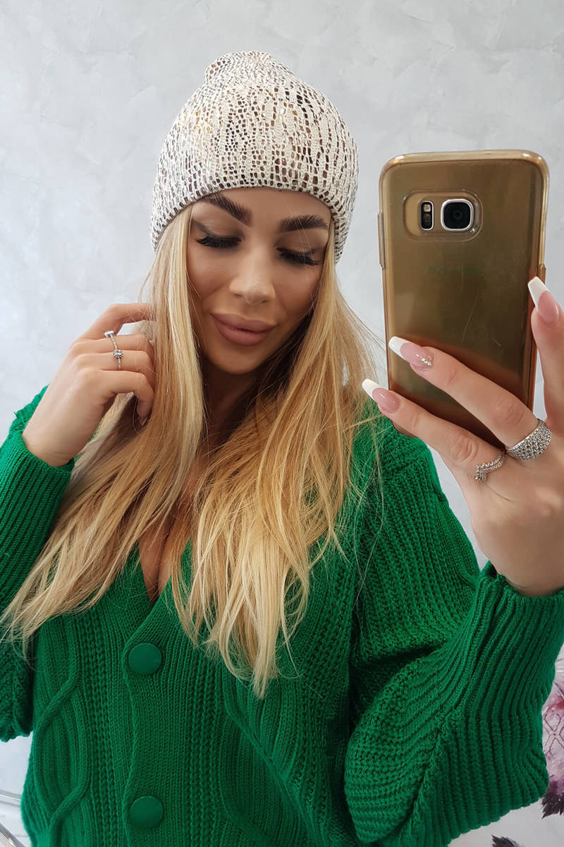 Cap with mohair Panterka K233 ecru