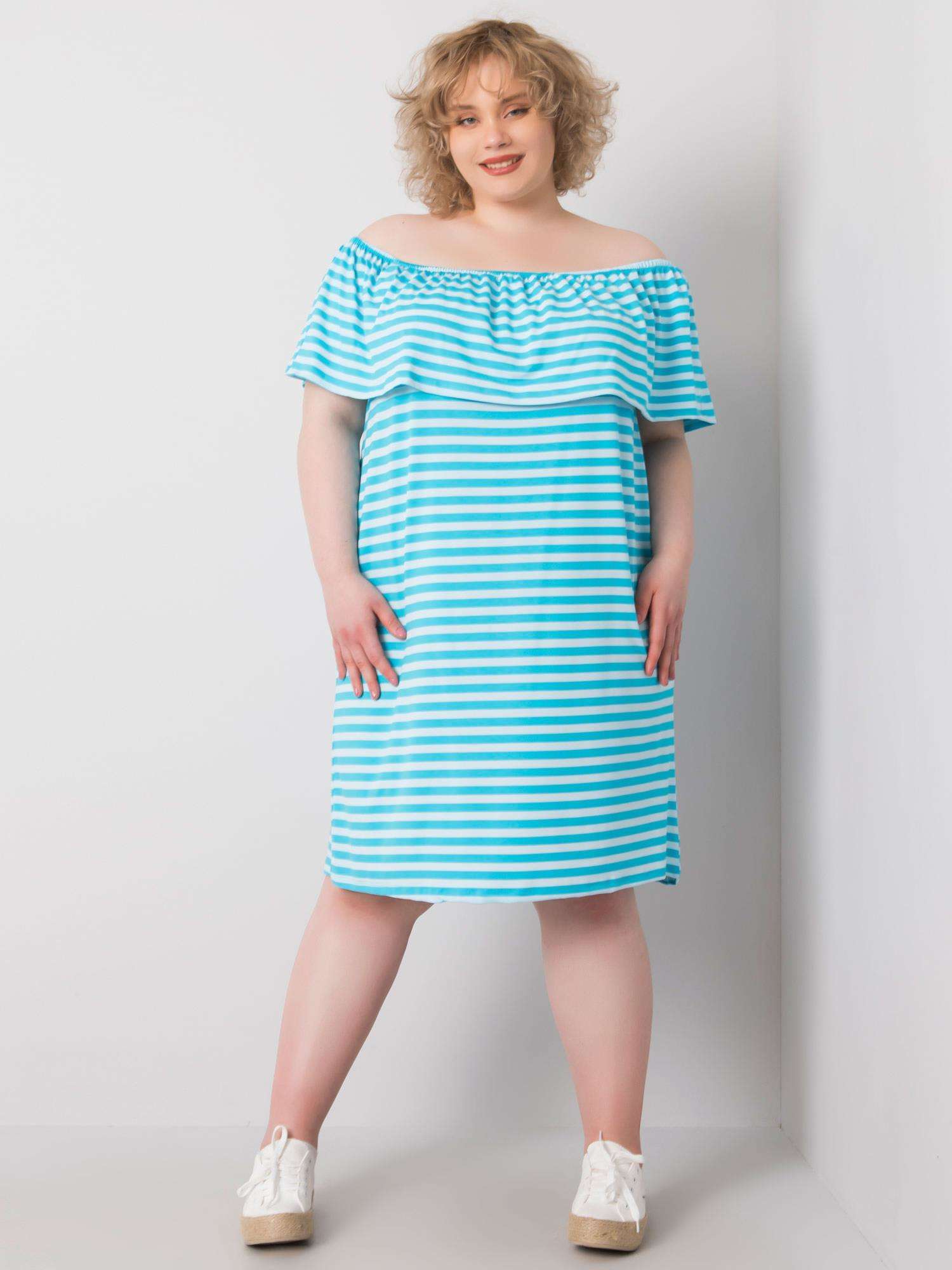 Lady's Brown-and-white Striped Dress