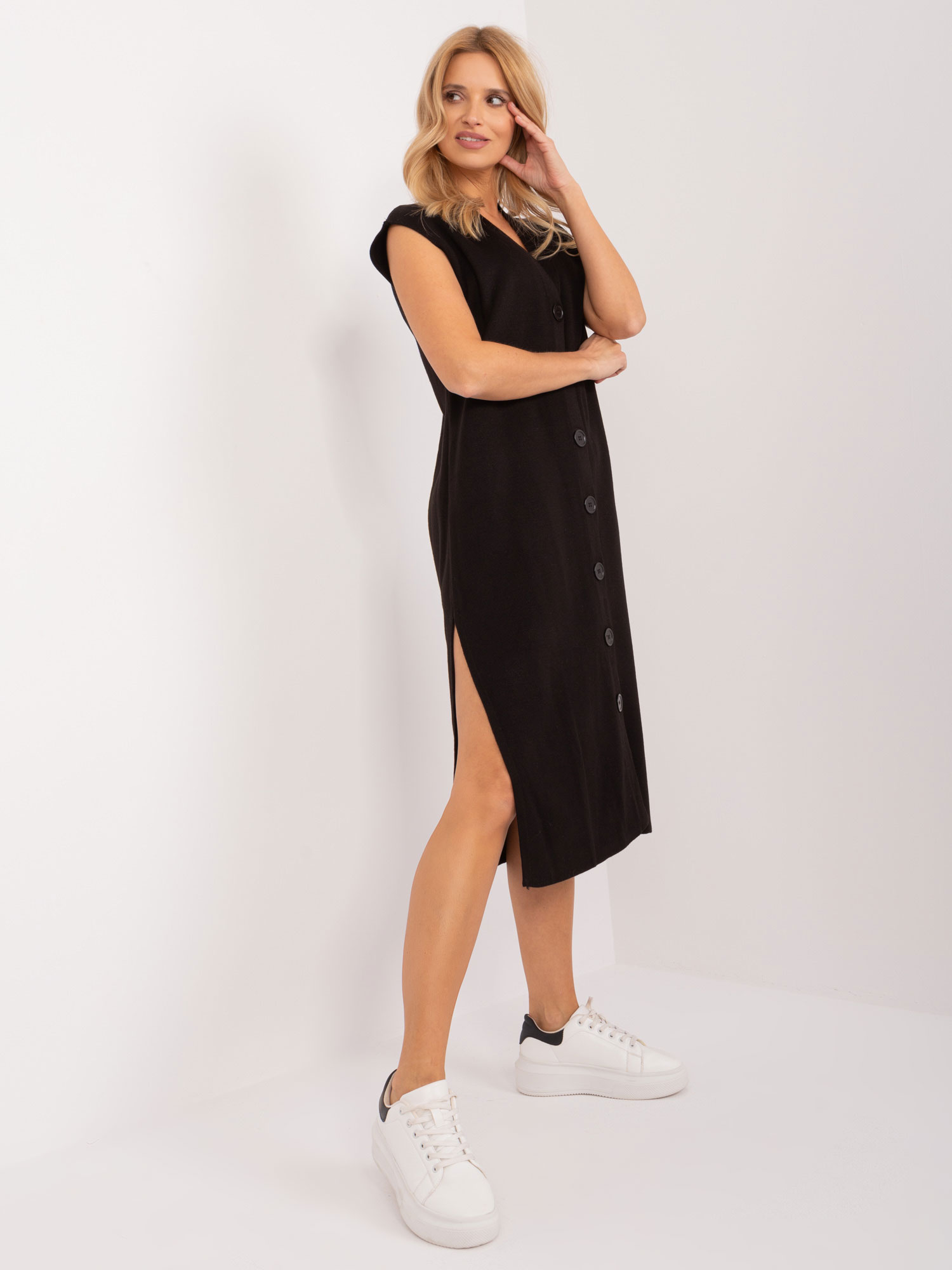 Black knitted dress with wool
