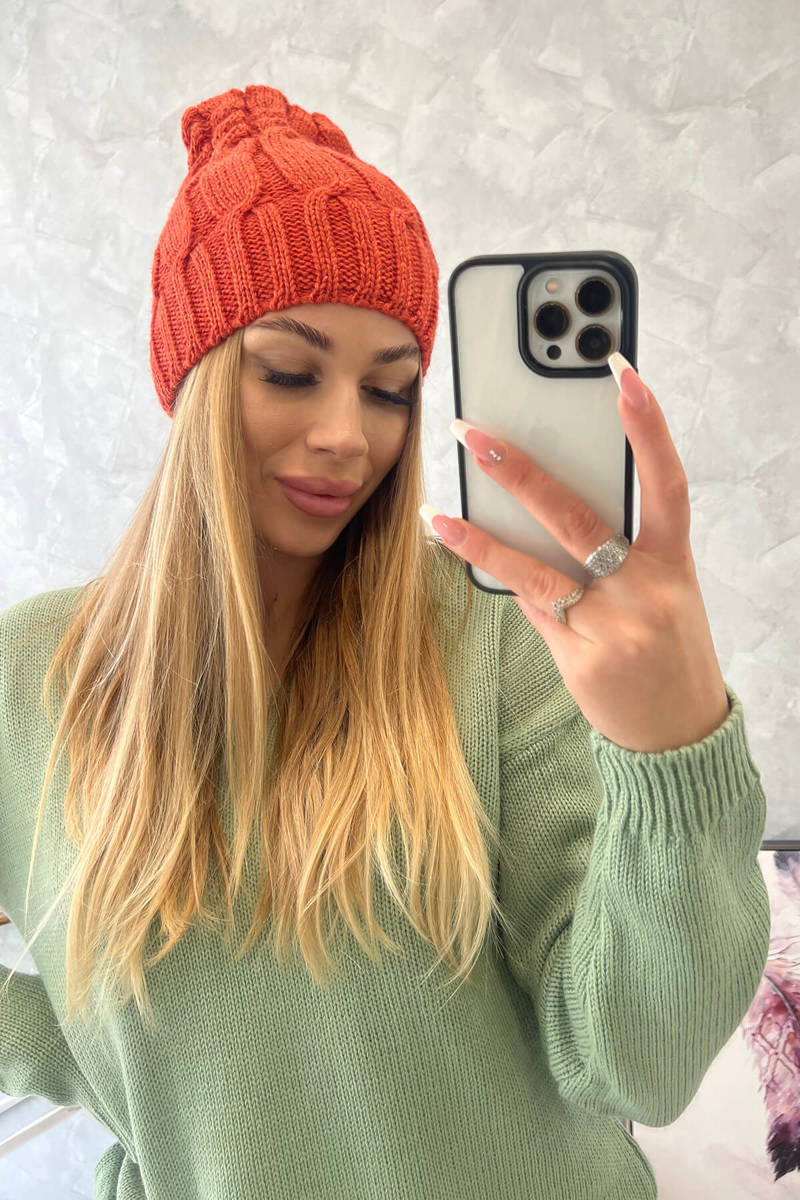 Cap with fleece Iwona K221 foxy