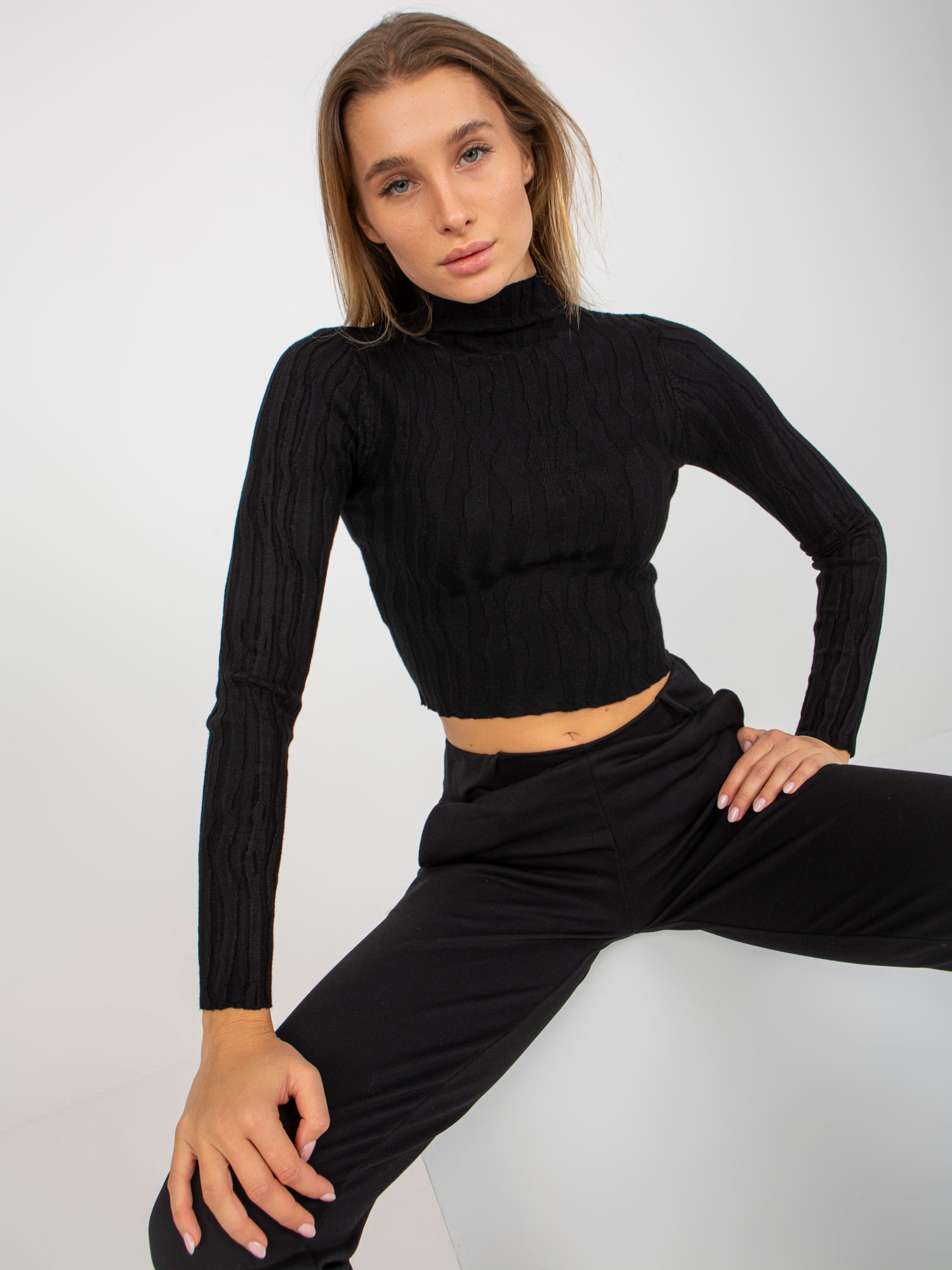 Black Short Turtleneck With Viscose