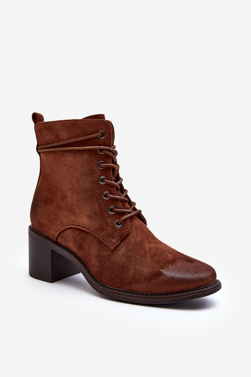 Women's lace-up low-heeled shoes, brown Serellia