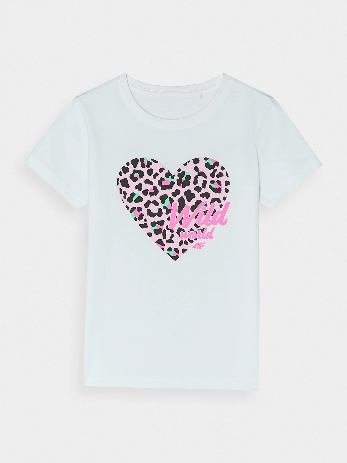 Girls' T-shirt with 4F print - white