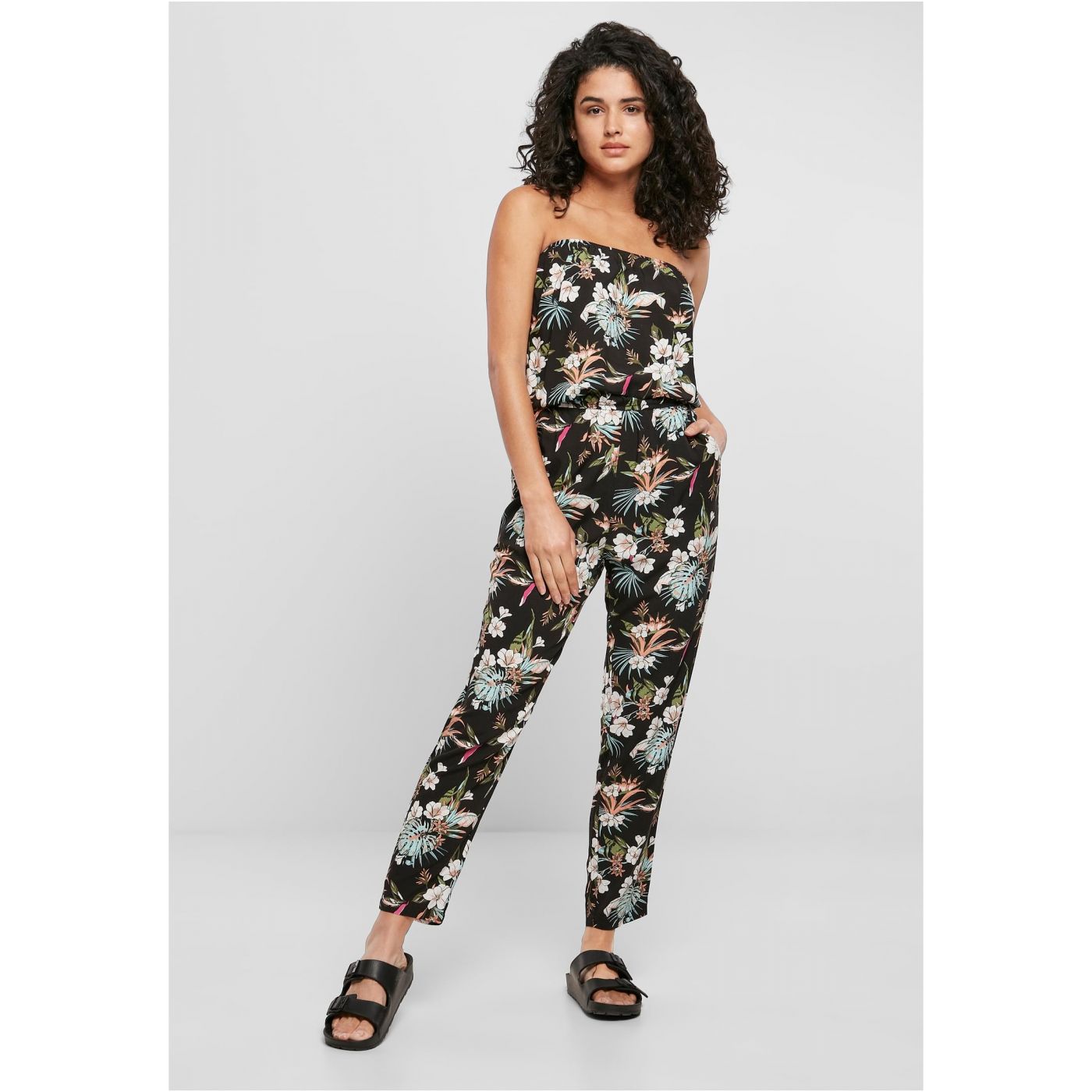 Women’s Viscose Bandeau Jumpsuit Black Tropical