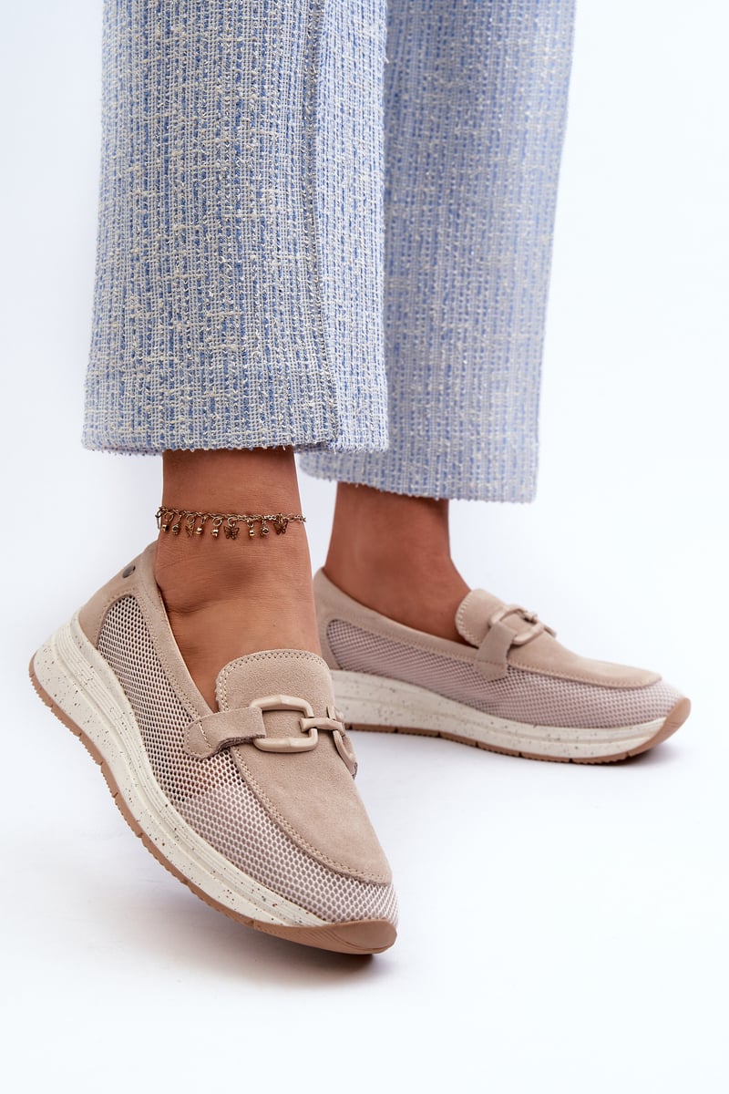 Women's suede loafers D&A Beige