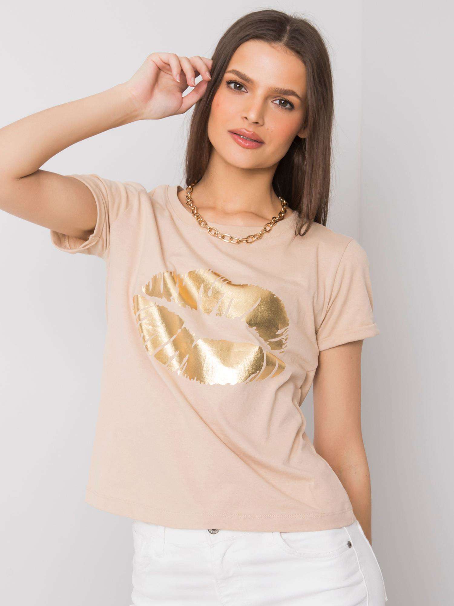 Beige Women's T-shirt OCH BELLA