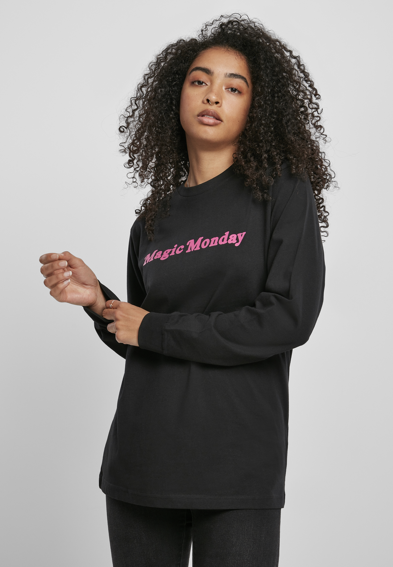 Ladies Magic Monday Long Sleeve Slogan Black