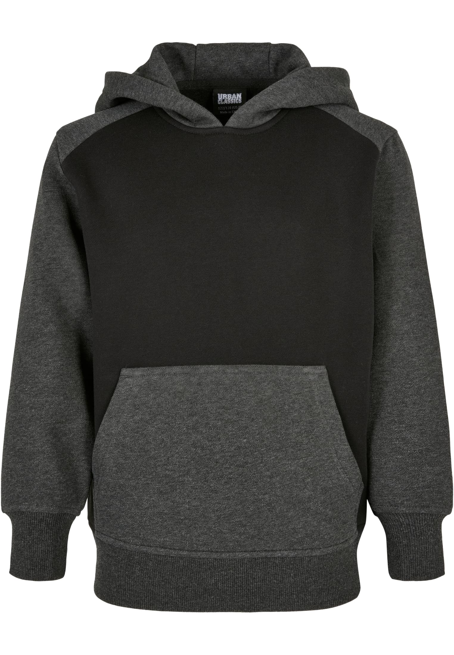 Boys&#039; two-tone fake raglan hood with hood black/charcoal