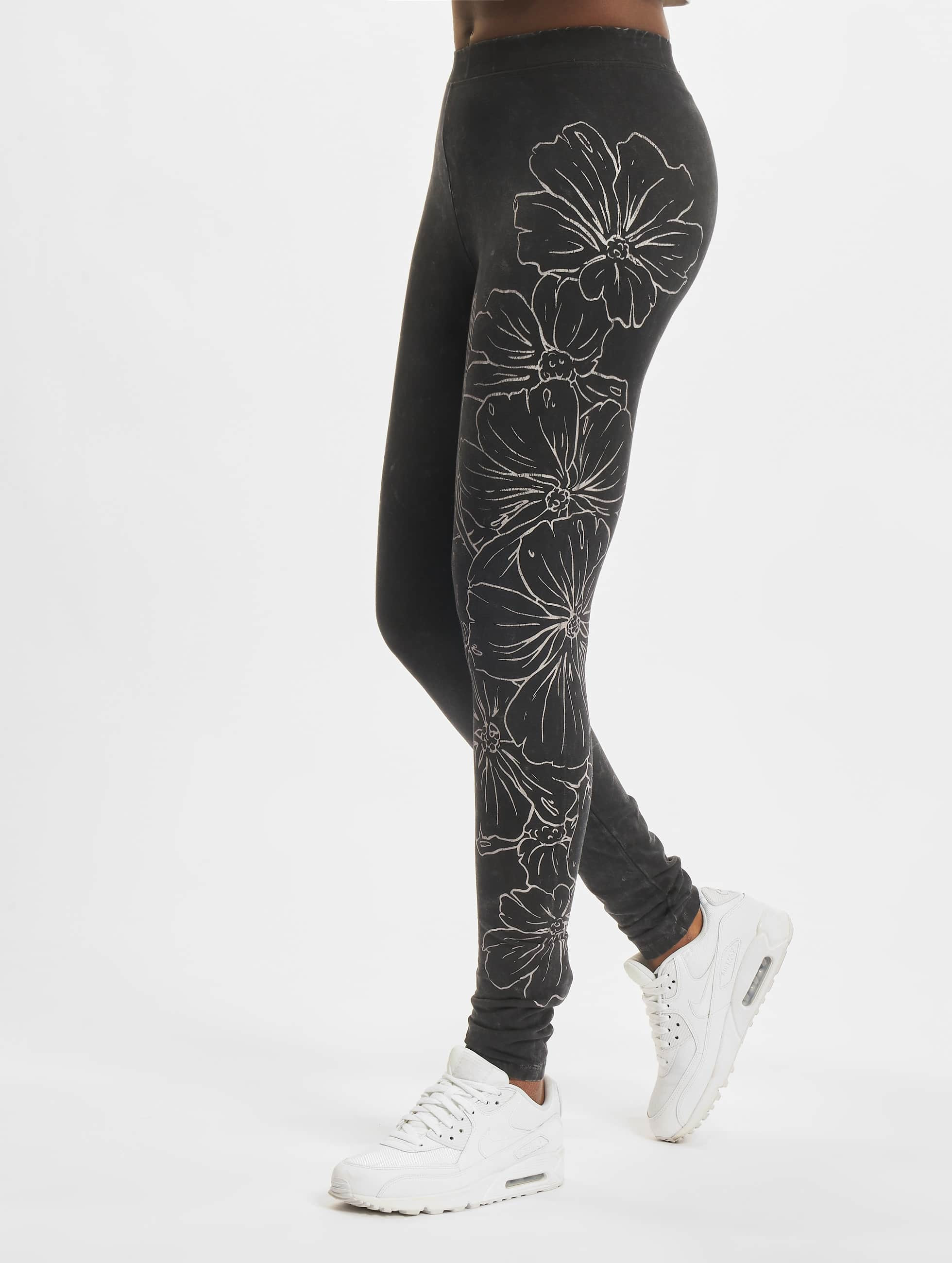 Colanți negri cu model floral