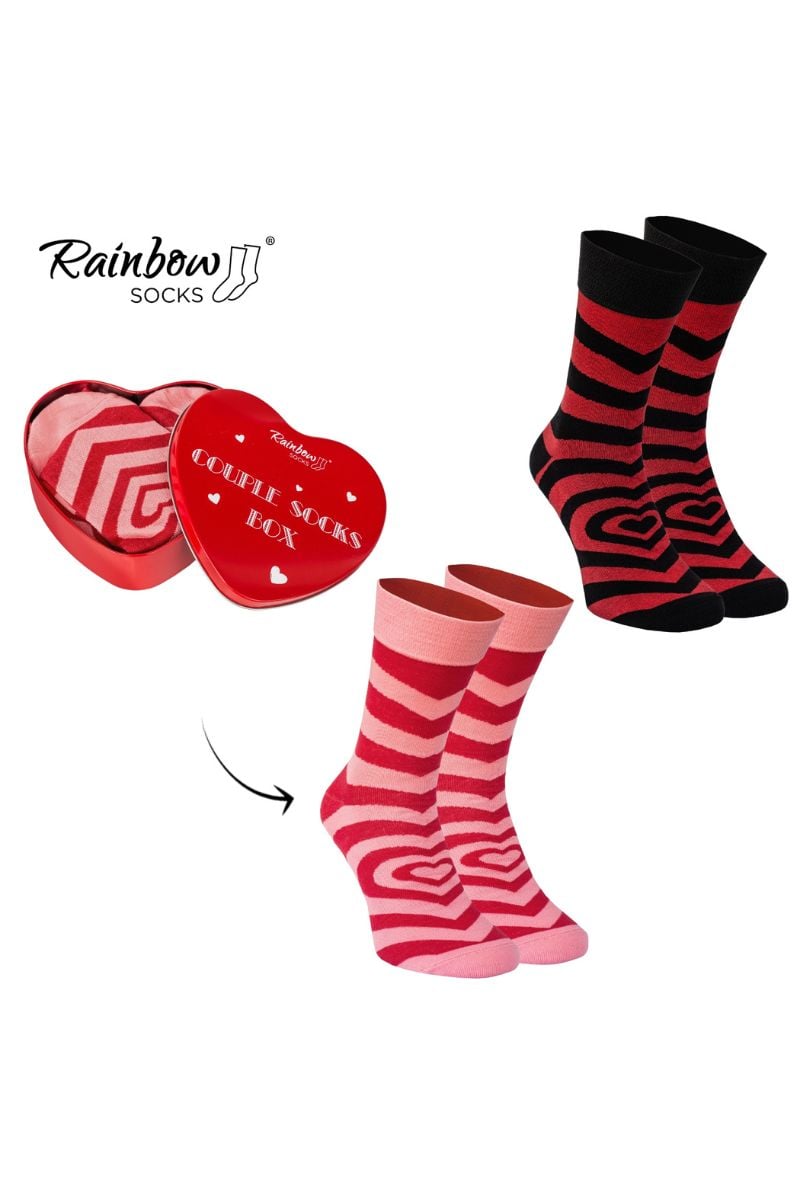 ZOOKSY/RAINBOW SOCKS Ponožky COUPLE BOX 2 Páry Krabička Srdce Rainbow Socks