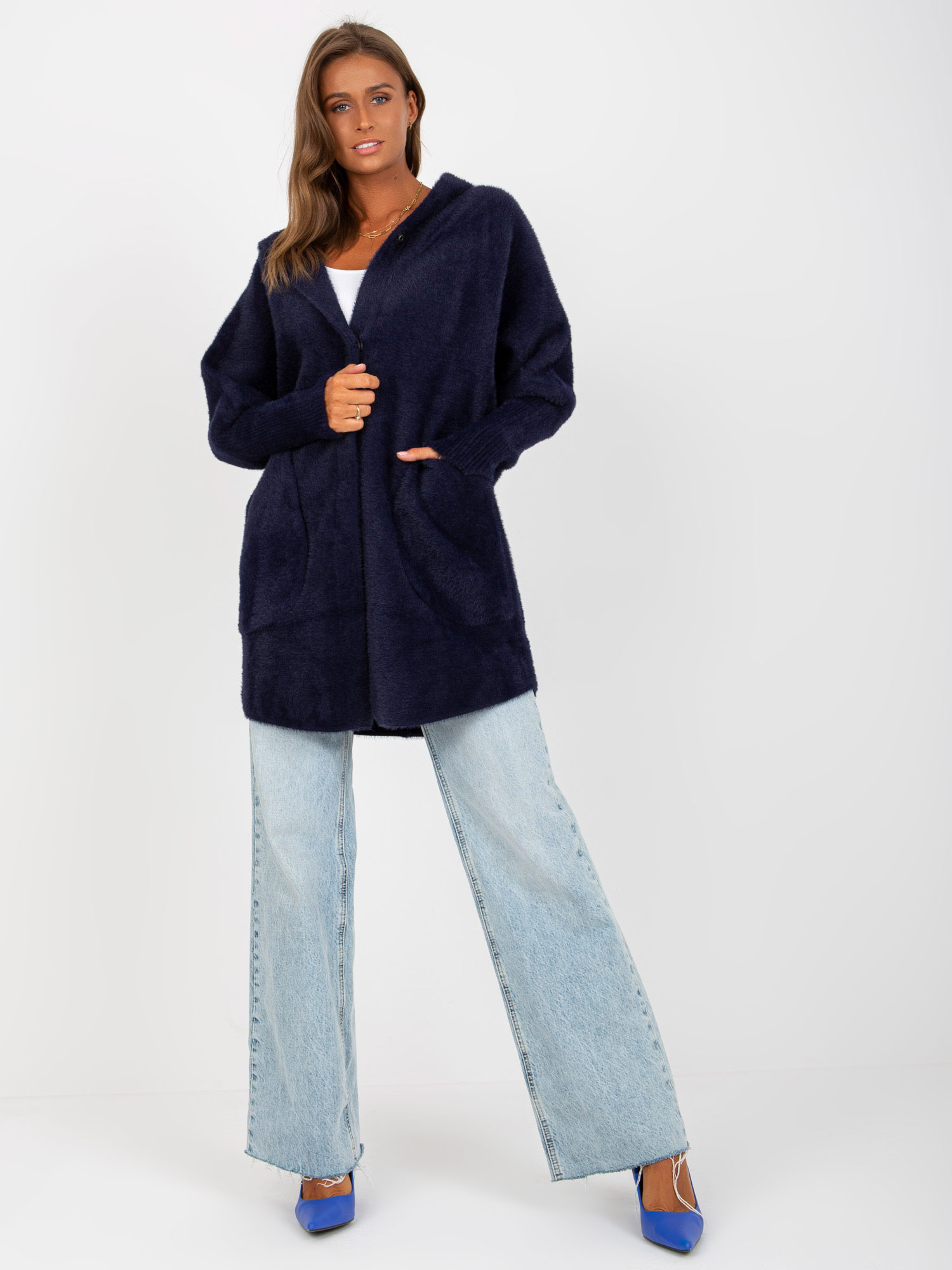 Lady's Navy Coat Made Of Alpaca With Carolyn Wool