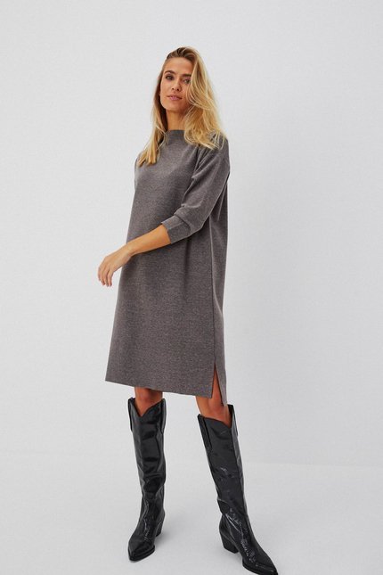 Dress Made Of Smooth Knitwear - Graphite