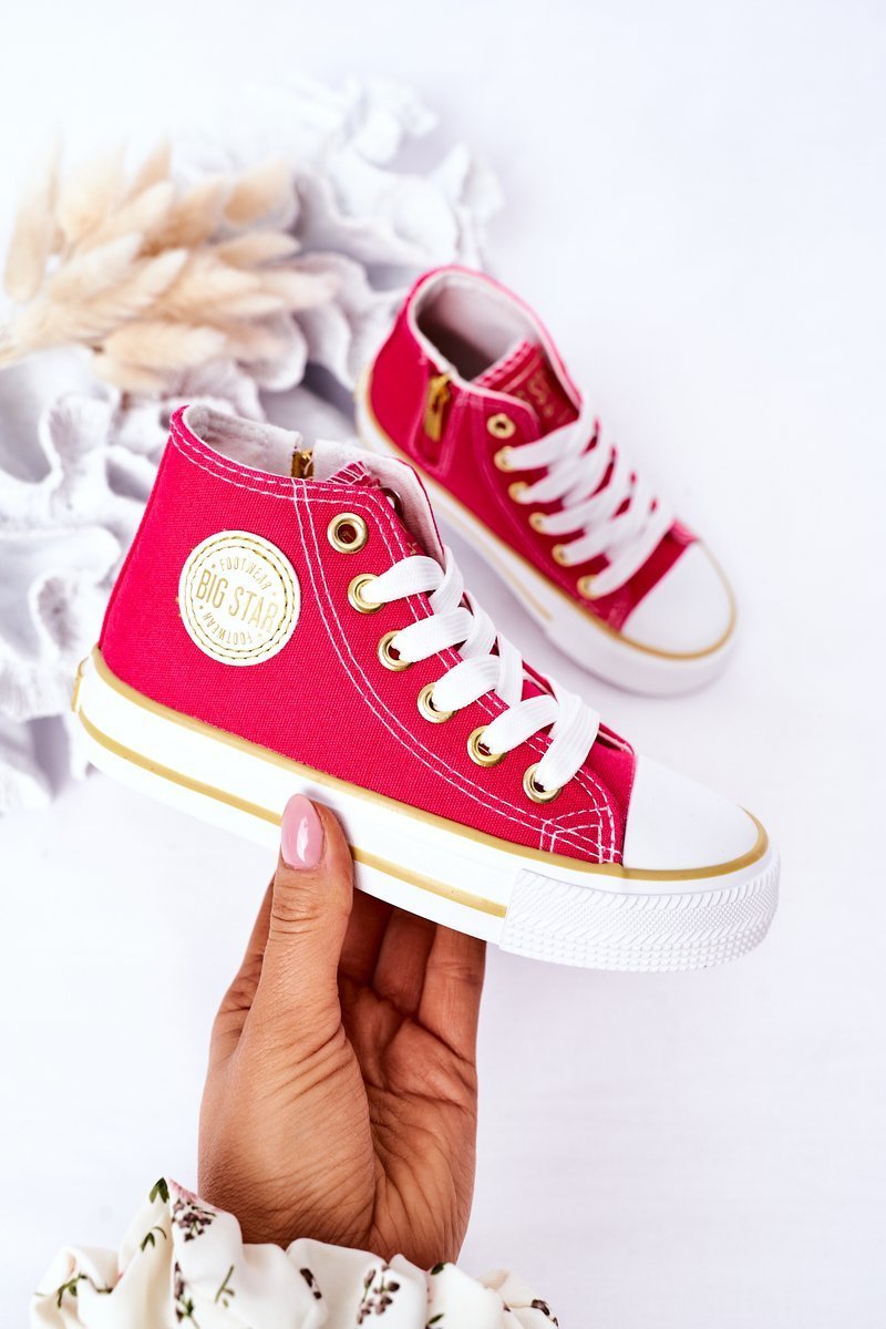 Levně Children's High Sneakers With A Zipper BIG STAR HH374137 Pink