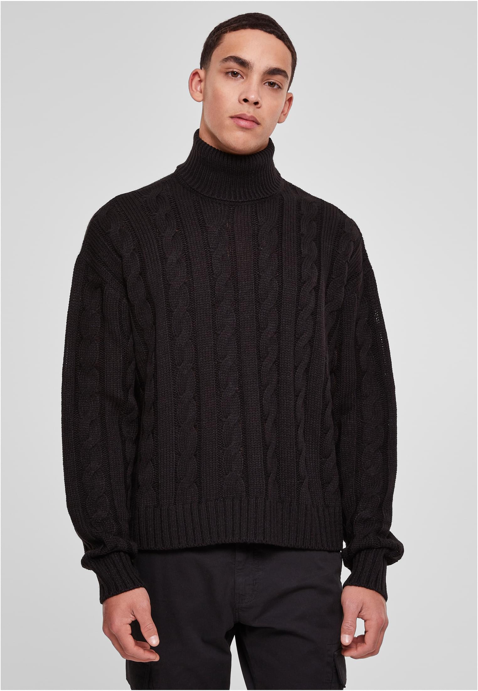 Boxy Roll Neck Sweater Black