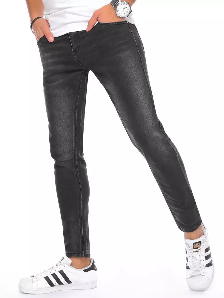 Dstreet pantaloni negri din denim pentru bărbați
