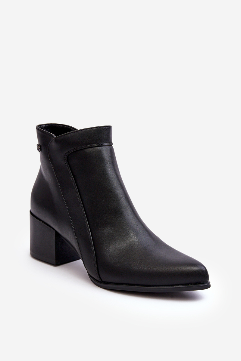 SERGIO LEONE Leather Ankle Boots With Low Heel Black Cidi