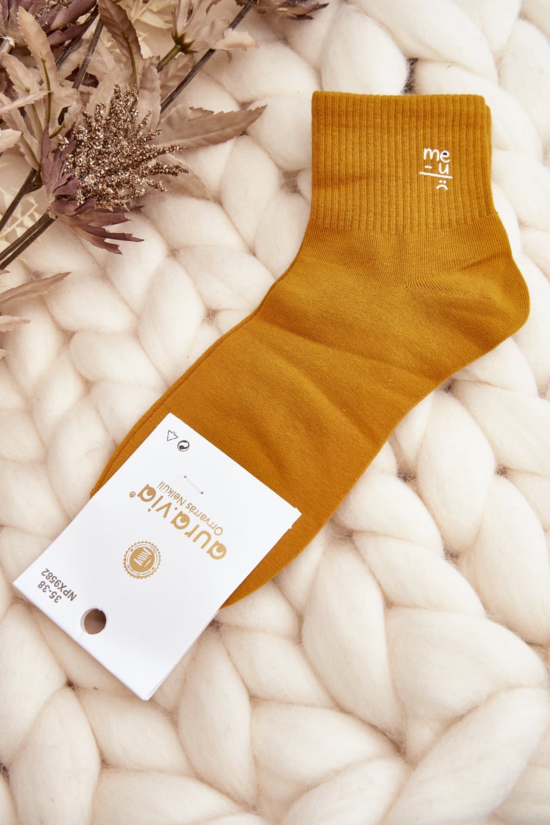 Women's cotton socks with mustard