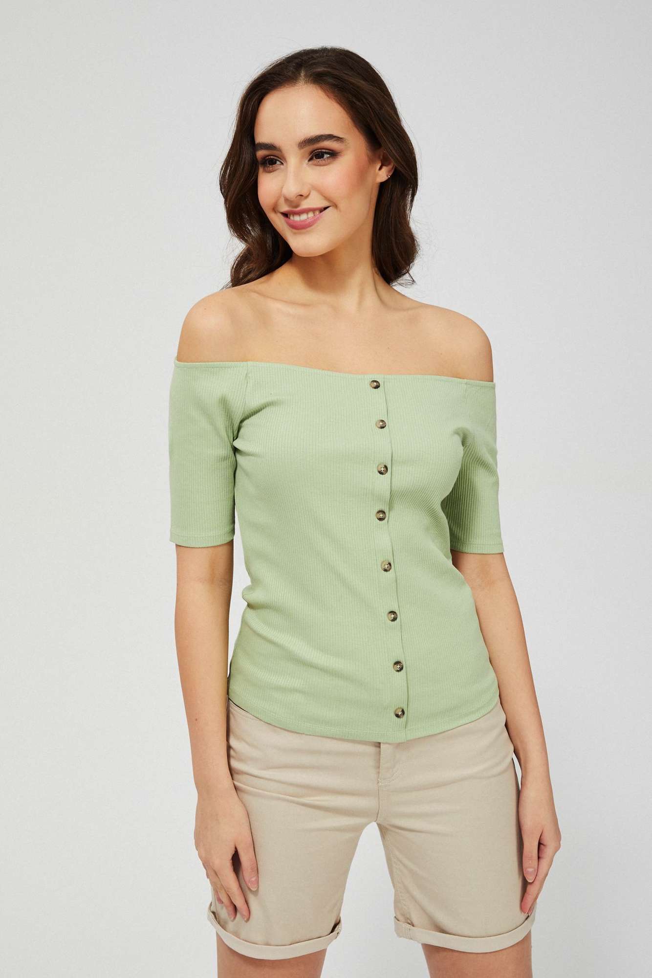 Shoulder blouse - olive green