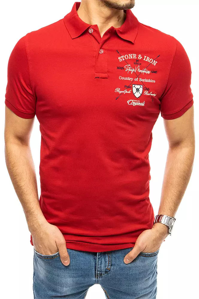 Red men's polo shirt with Dstreet embroidery