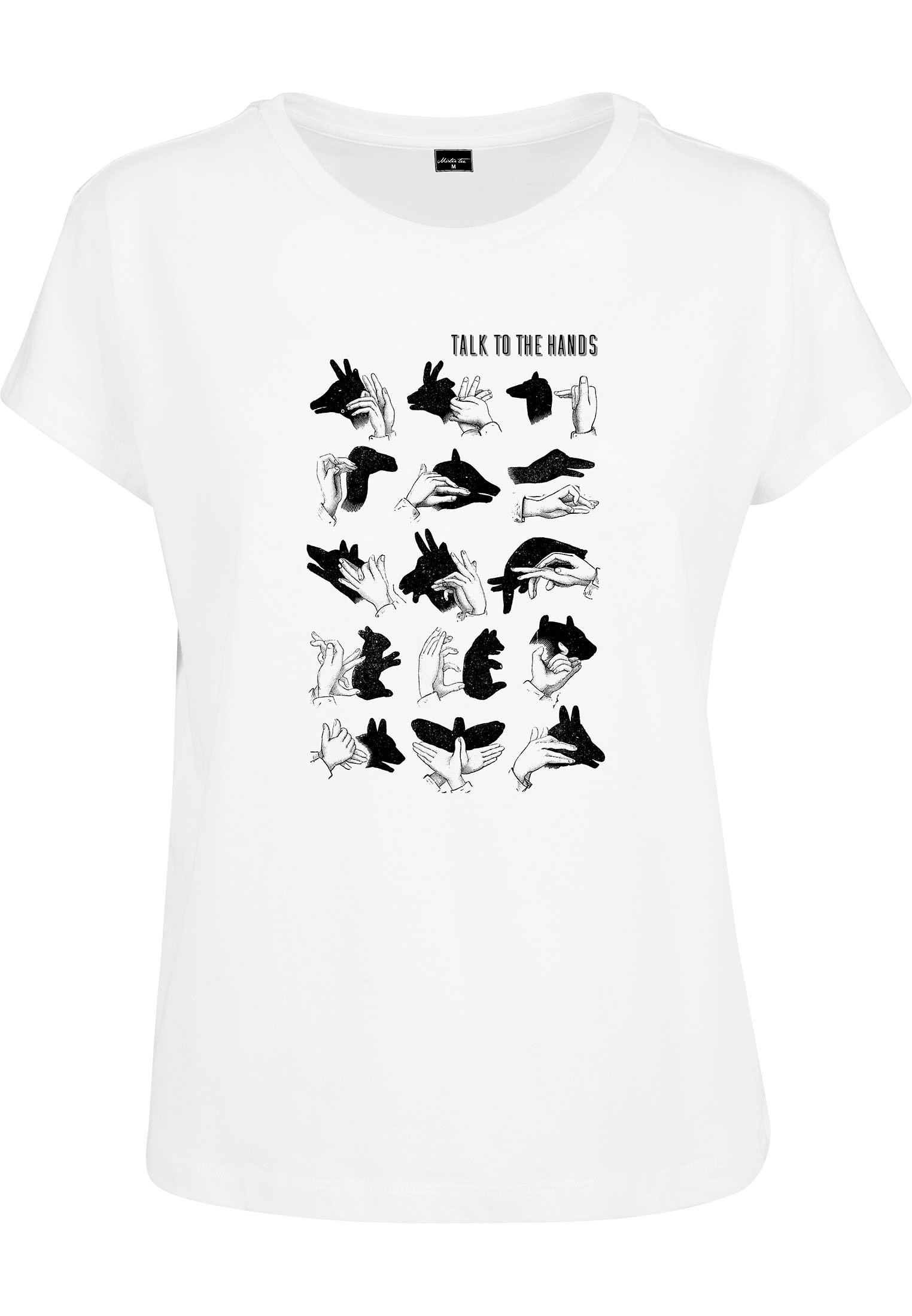 Ladies Talk To The Hand Box Tee White