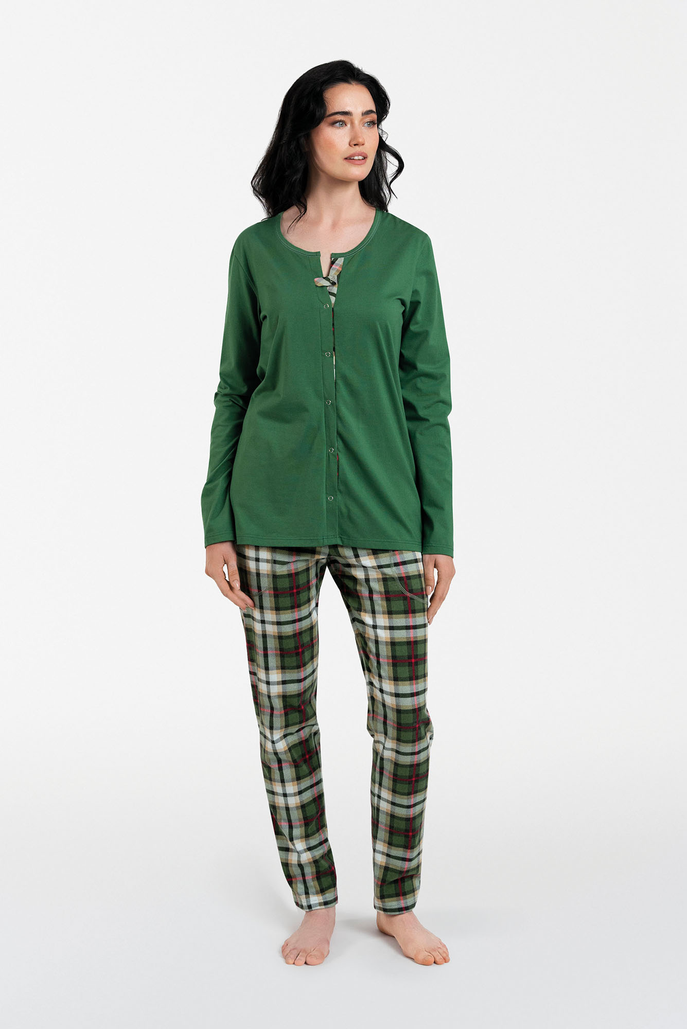 Women's Pajamas Asama Long Sleeves, Long Legs - Green/print