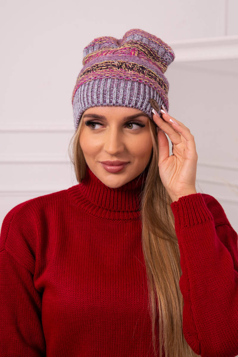 Cap with fleece Patrycja K254 purple+grey
