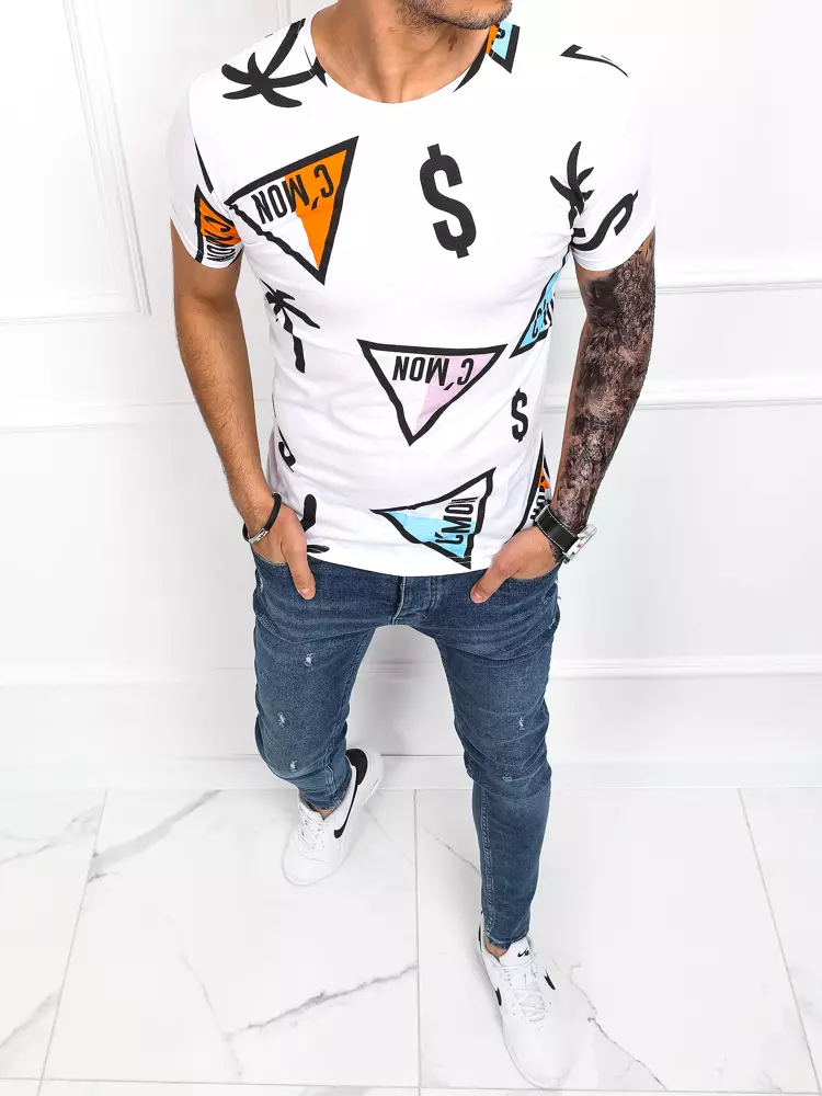 White men's T-shirt with Dstreet print