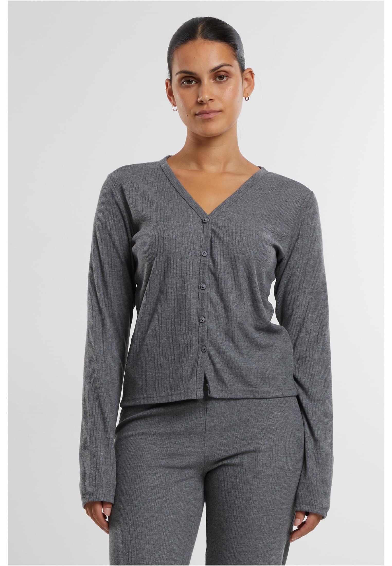 Women&#039;s ribbed cardigan dark gray
