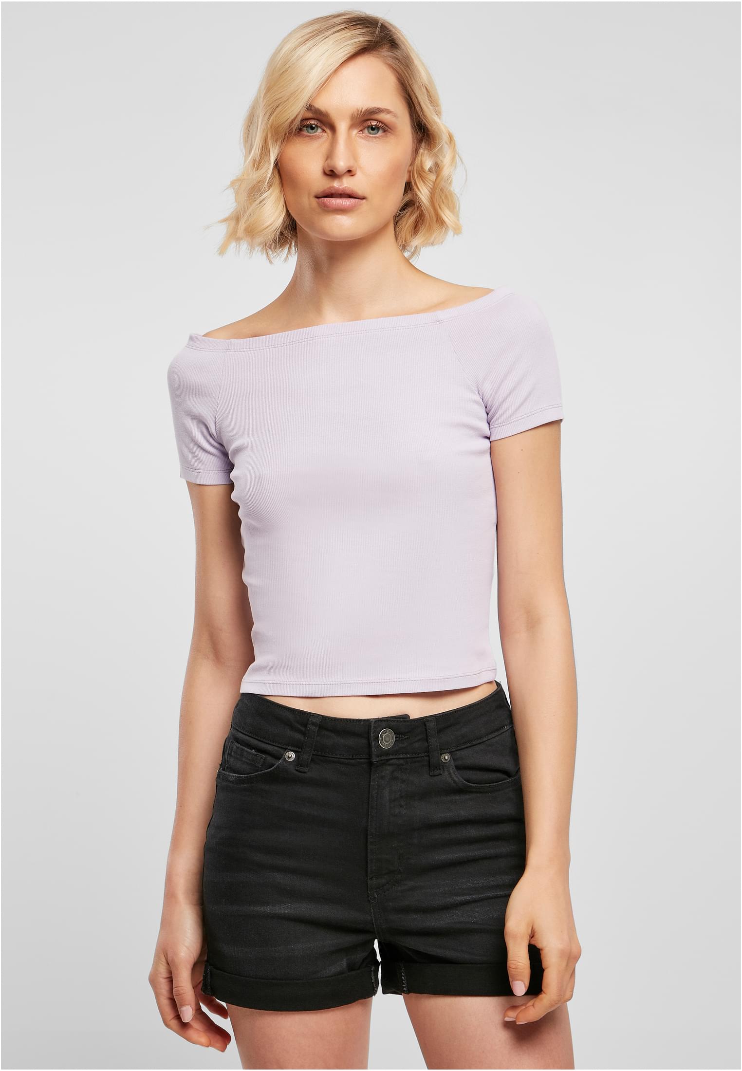 Women's T-shirt With Ribbed Pattern In Lilac