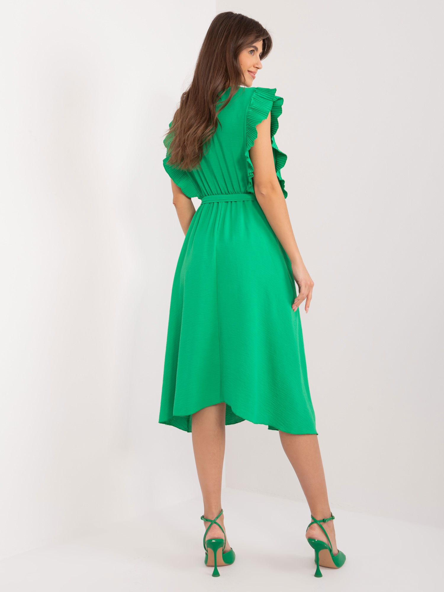Green midi dress with clutch neckline
