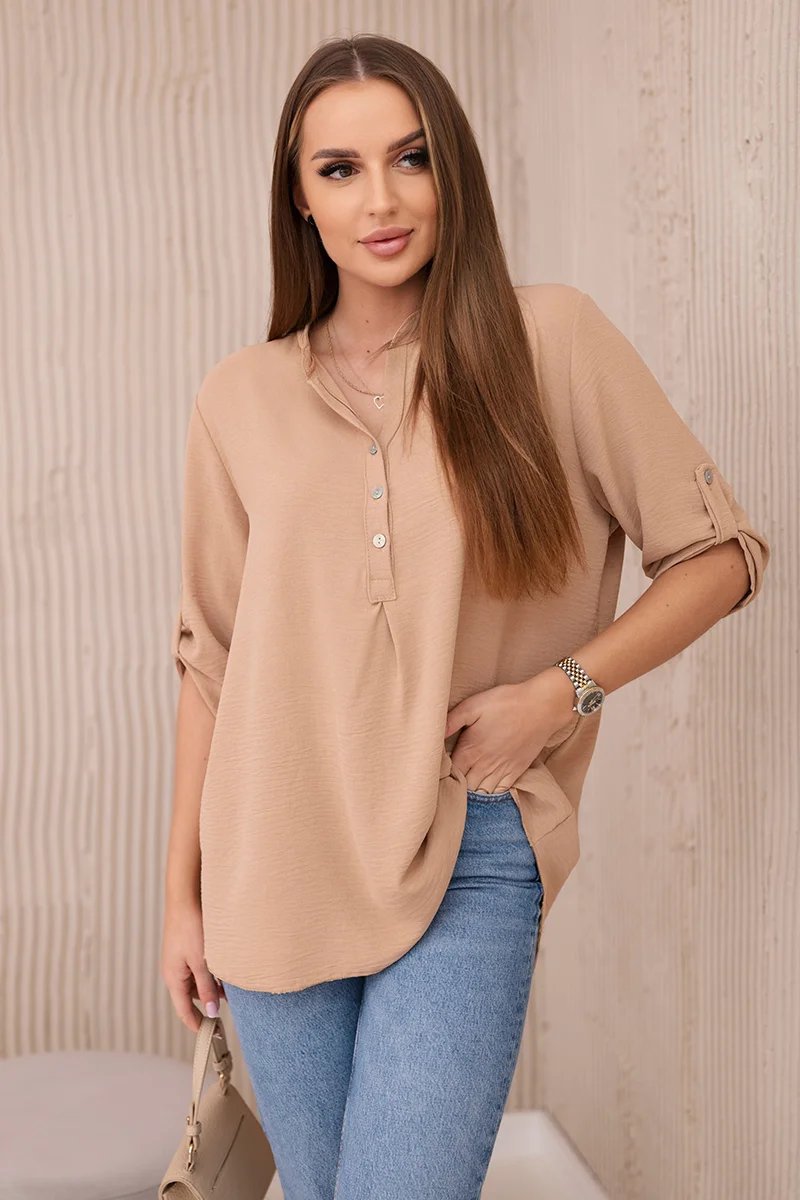 Blouse with a longer back Camel