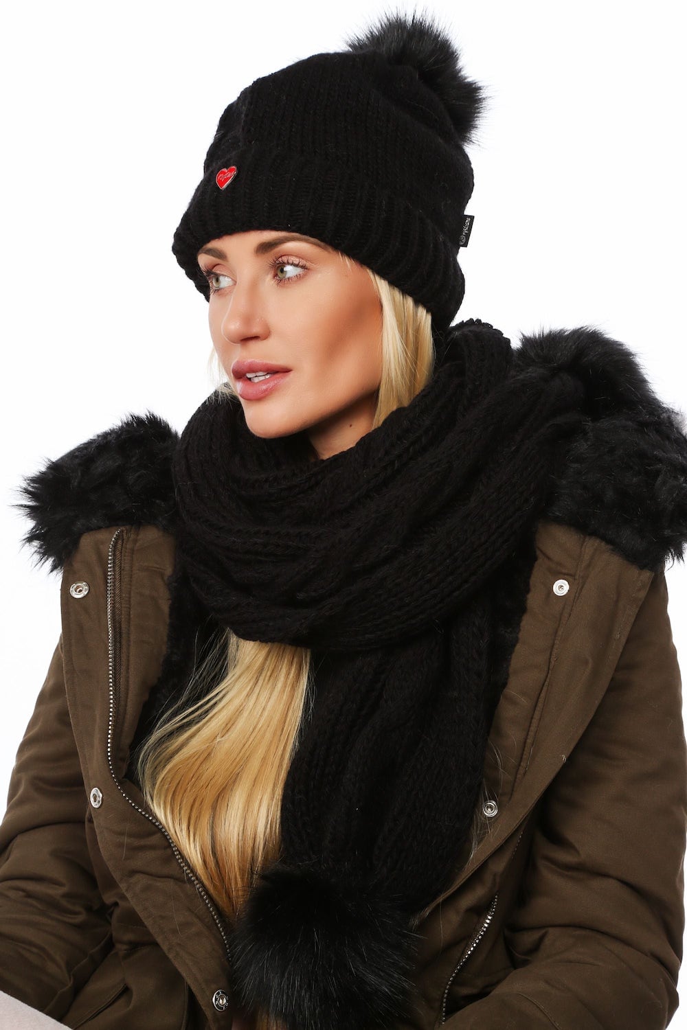 Black winter set with scarf