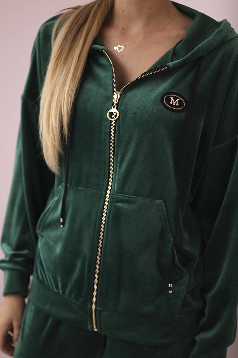 Velour set sweatshirt + trousers green
