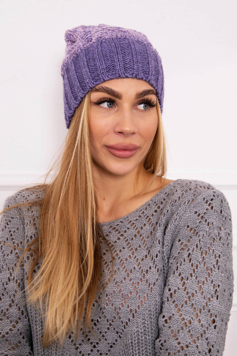 Beanie with fleece Paryż K213 purple + powder pink