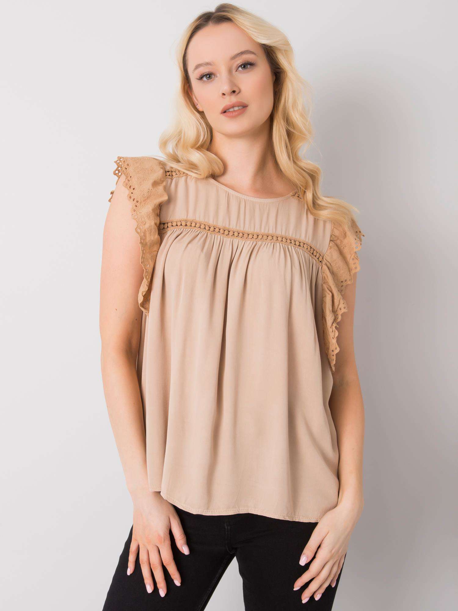 Beige Blouse With Short Sleeves