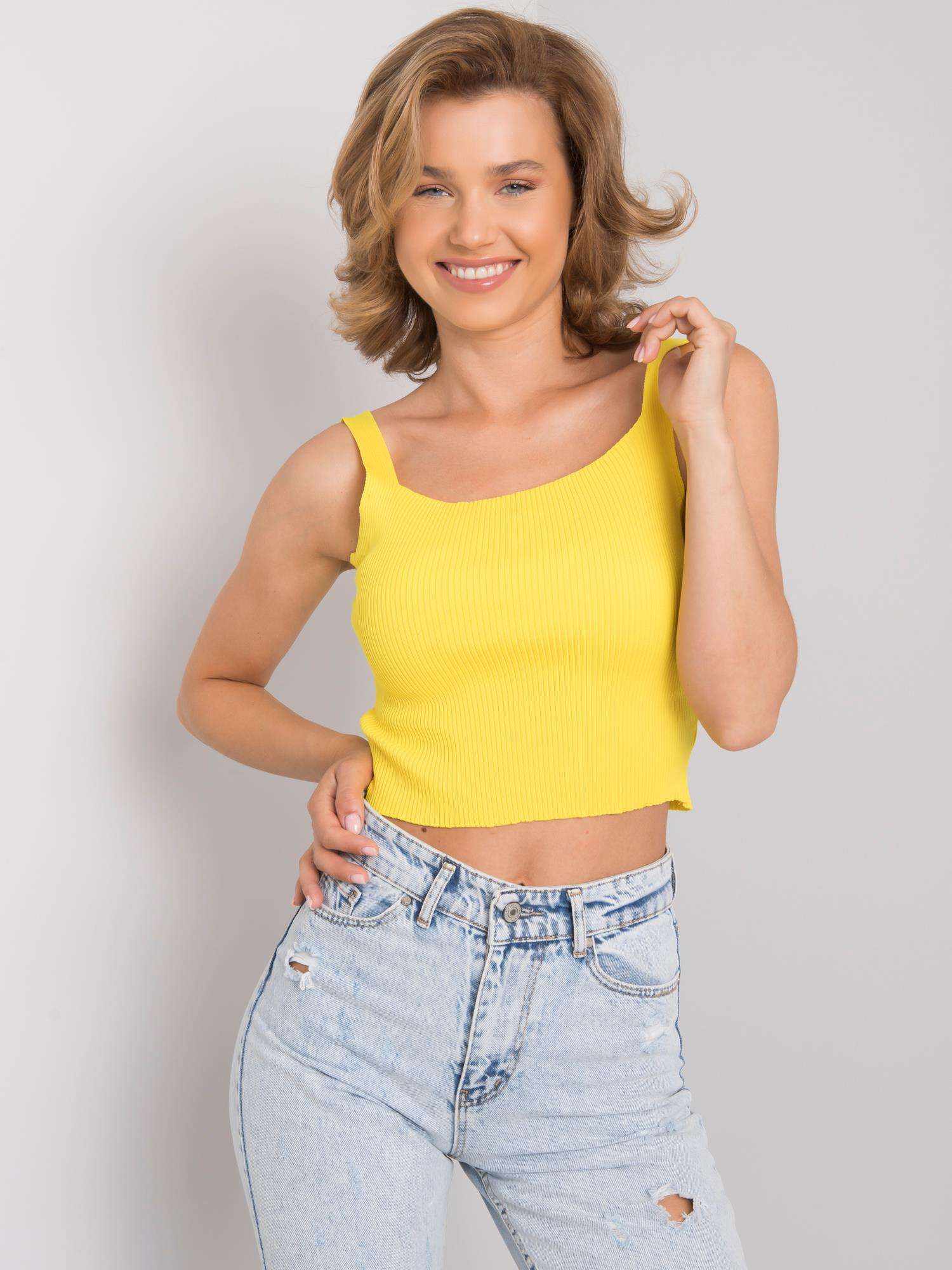 Γυναικεία κίτρινη ριπ μπλούζα