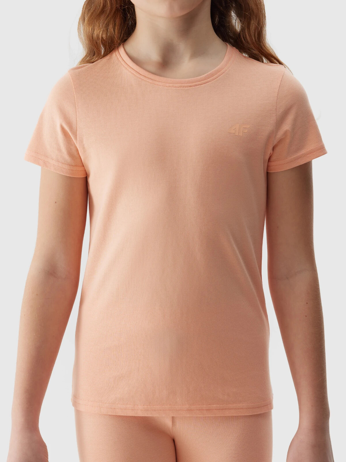 Girls' smooth T-shirt 4F - powder coral