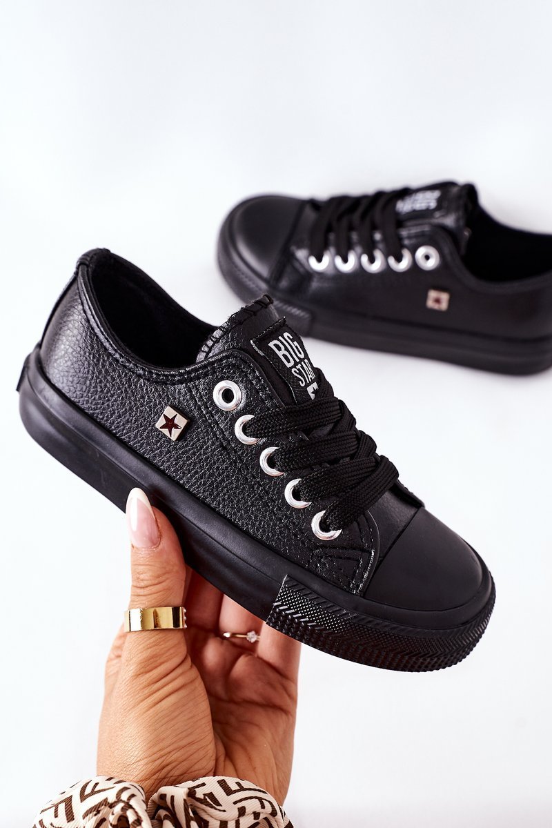 Levně Children's Leather Sneakers BIG STAR FF374304 Black