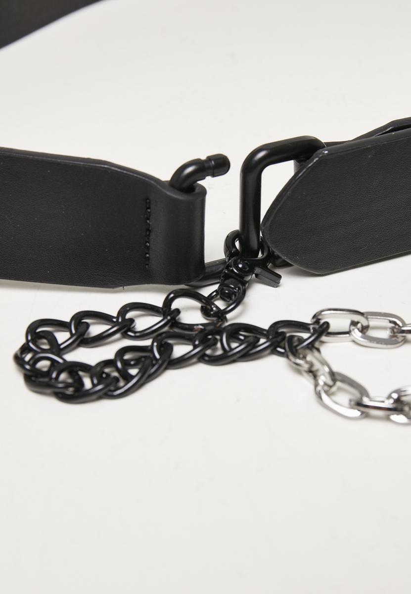 Muži Opasky - Urban Classics Imitation Leather Belt With Metal Chain black - L/XL
