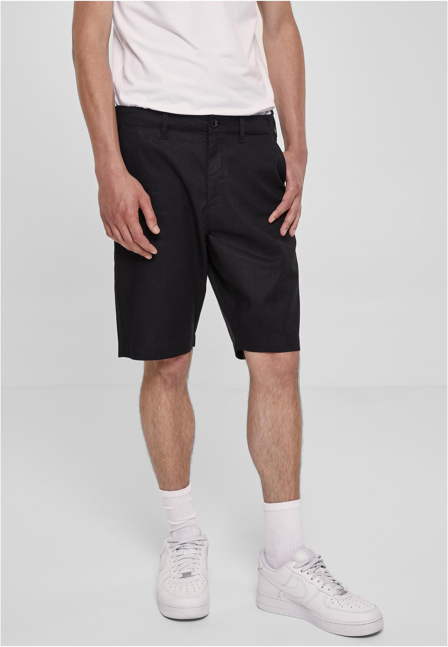 Cotton Linen Shorts Black