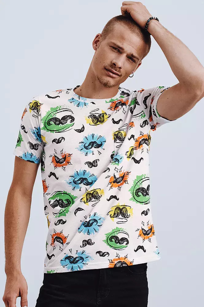 White men's T-shirt Dstreet with print