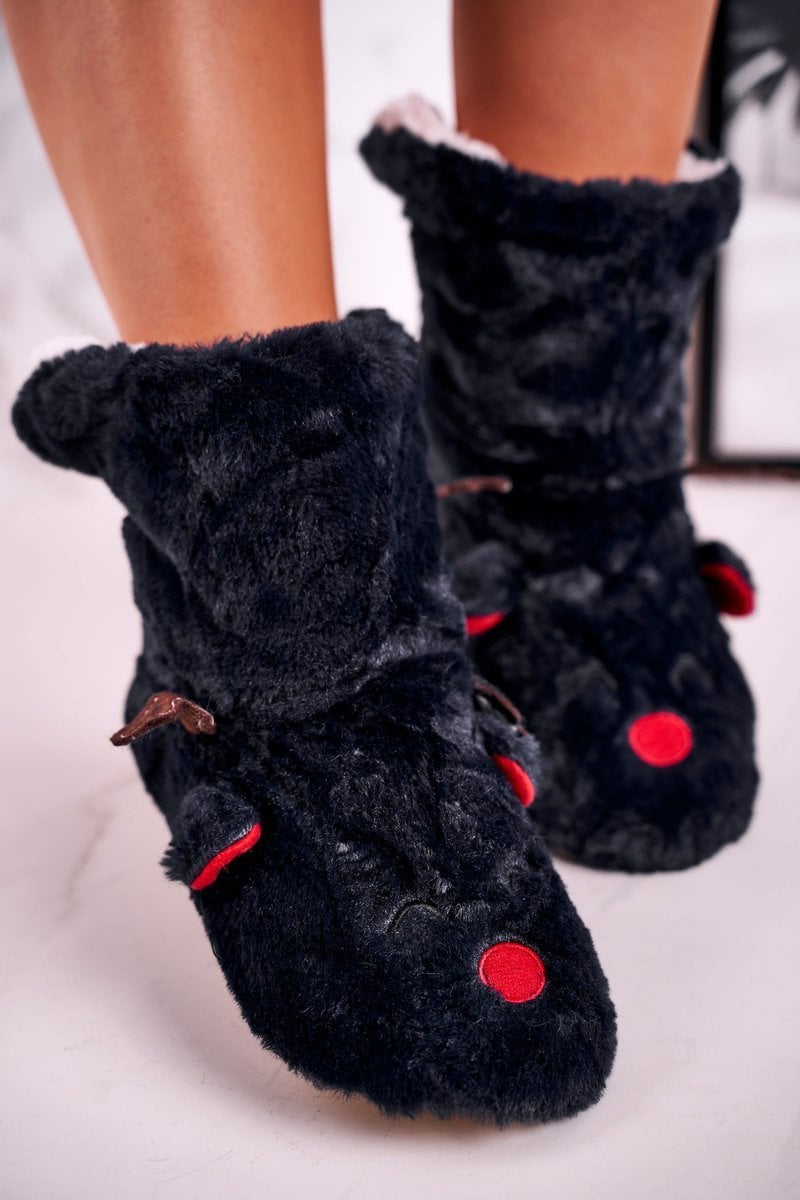Ženy Papuče - Christmas Insulated Slippers With Reindeer Black Rudolph