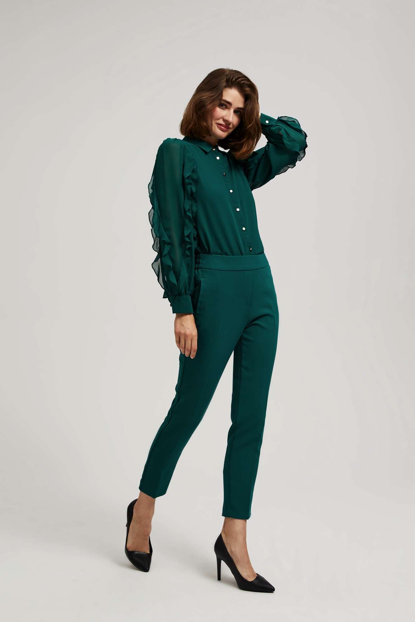Marisse Emerald Green 7/8 Leg Crease Trousers