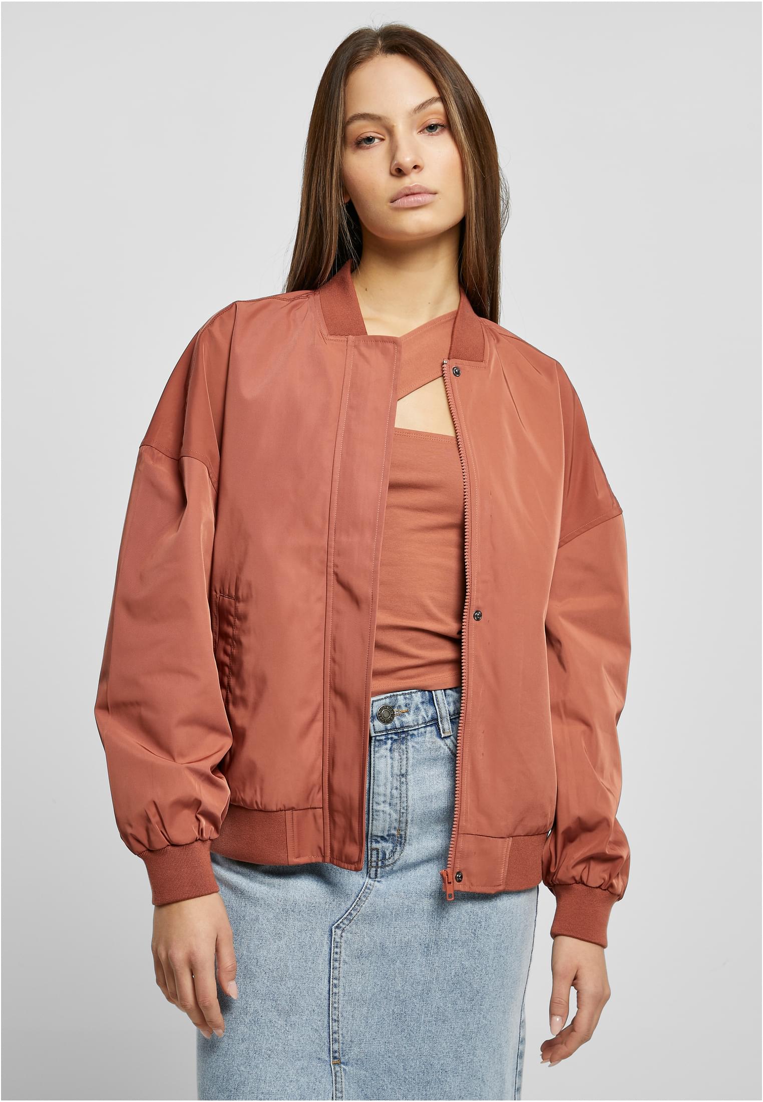 Dámská Terakotová Bunda Recycled Oversized Light Bomber Jacket