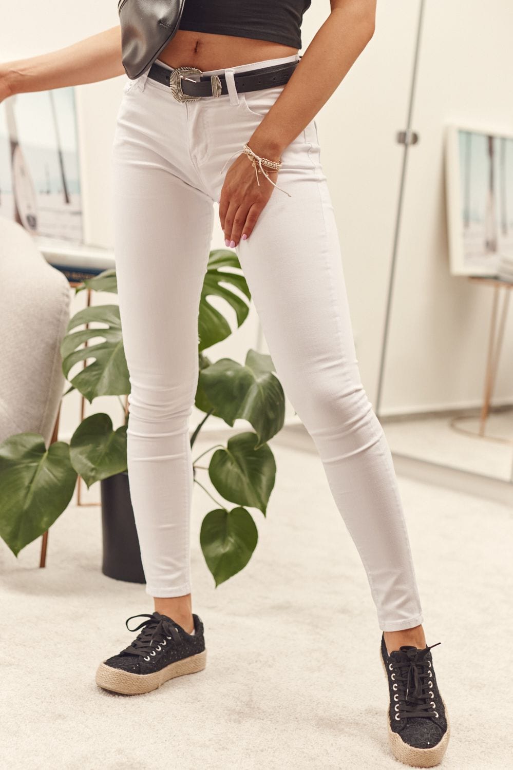 Blugi albi din denim