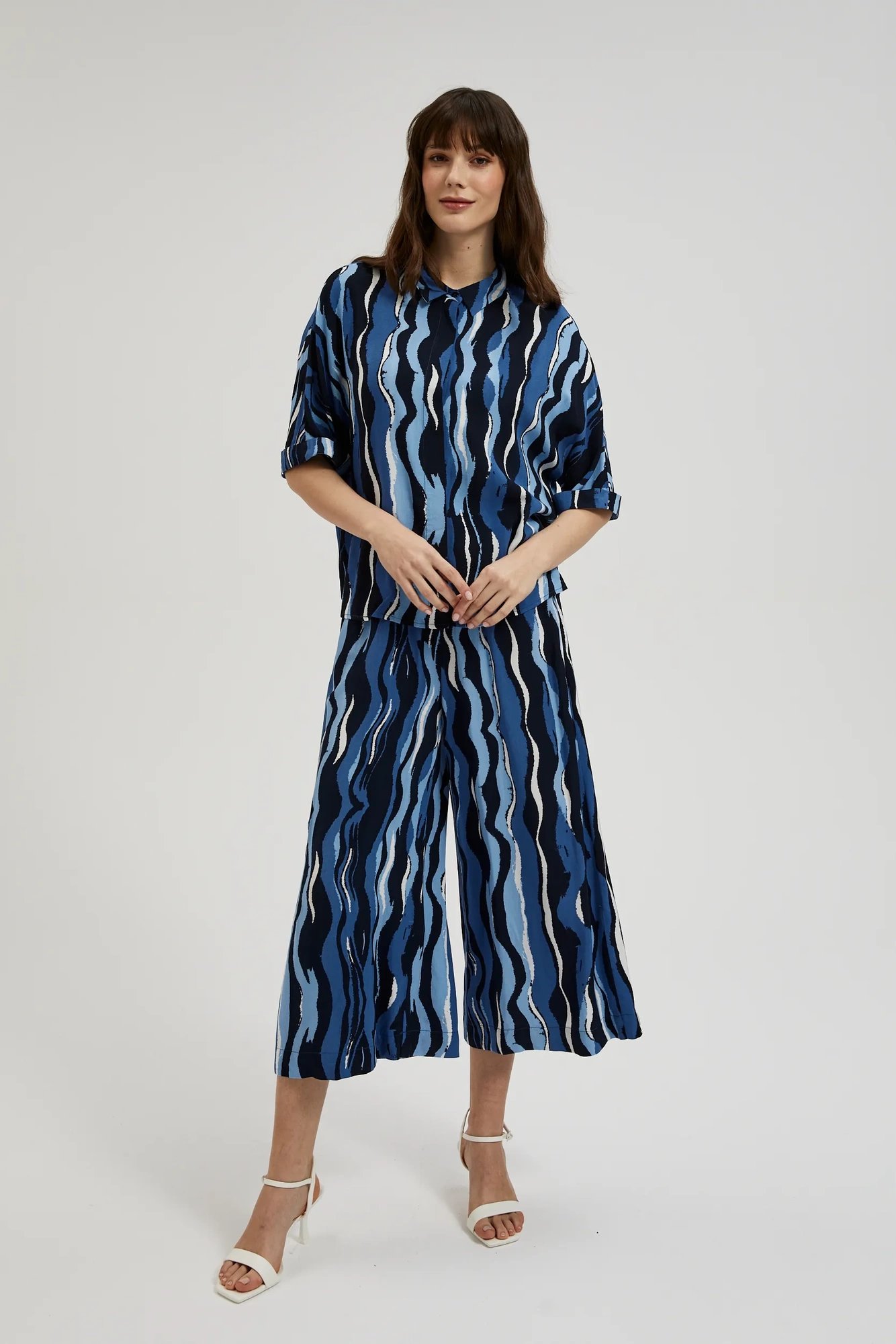 Women's shirt with MOODO pattern - navy blue