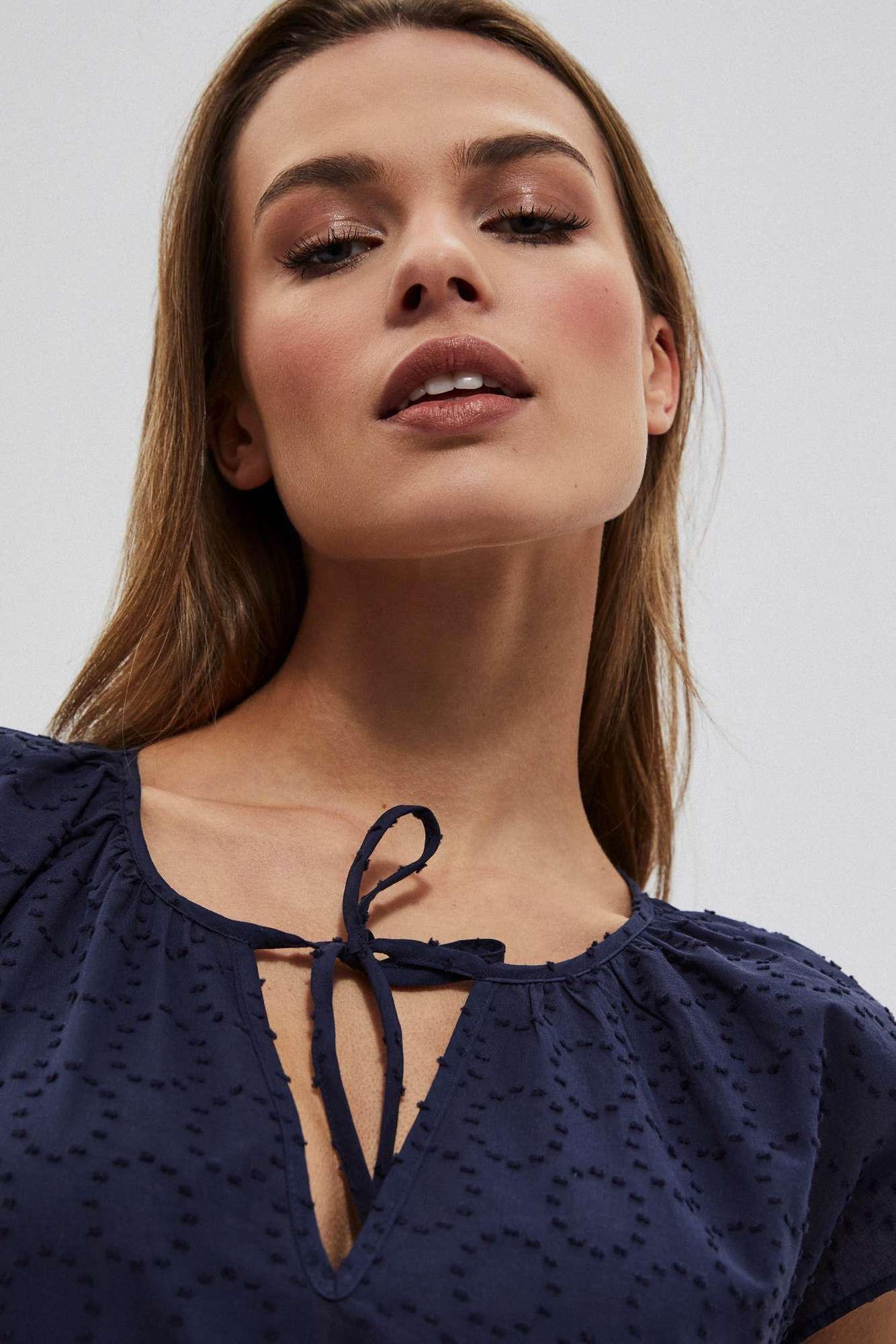 Cotton shirt blouse - dark blue