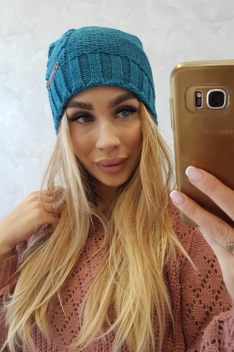 Beanie with fleece Ula K271 turquoise