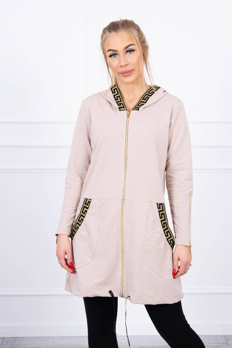 Sweatshirt with decorative belt of beige color